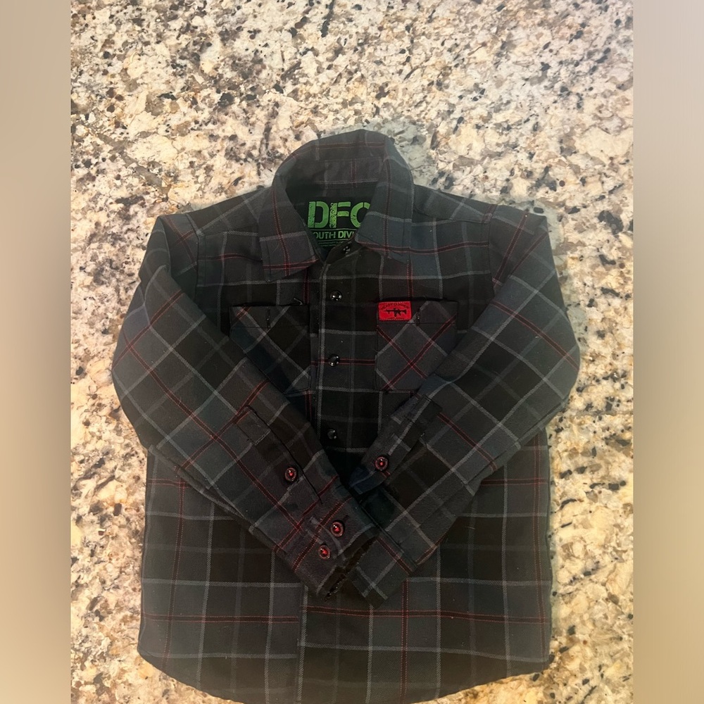 Boys' Black & Gray Plaid Button-Up Shirt